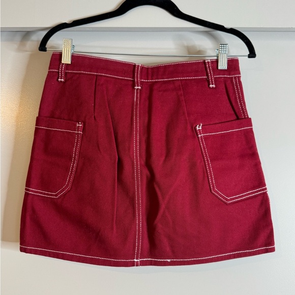 Stylish Red Denim Utility Skirt - Picture 4 of 8